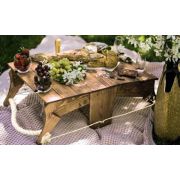 2 in 1 wooden picnic basket-Brown