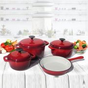 Cast Iron Pot Set - Red