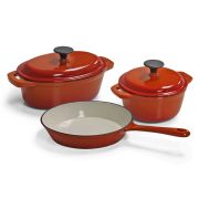 Cast Iron Pot Set - W&J 5pc - Orange