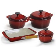 Cast Iron Pot Set - W&J 7pc - Red