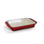 Cast Iron Single FL Roasting Pan - Red