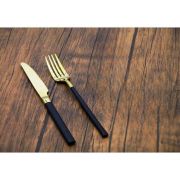 Cutlery Set 12pc-Black and Gold(Knives and Forks)