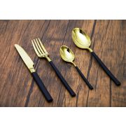 Cutlery Set 6pc-Tablespoons-Black and Gold