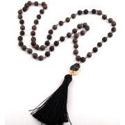 Druzy Bead Tassel with bead necklace - black