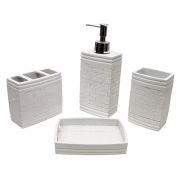 Bathroom - Set 4 pcs White Textured